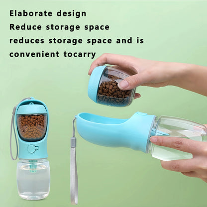 Portable Dog & Cat Water Bottle with Food Storage