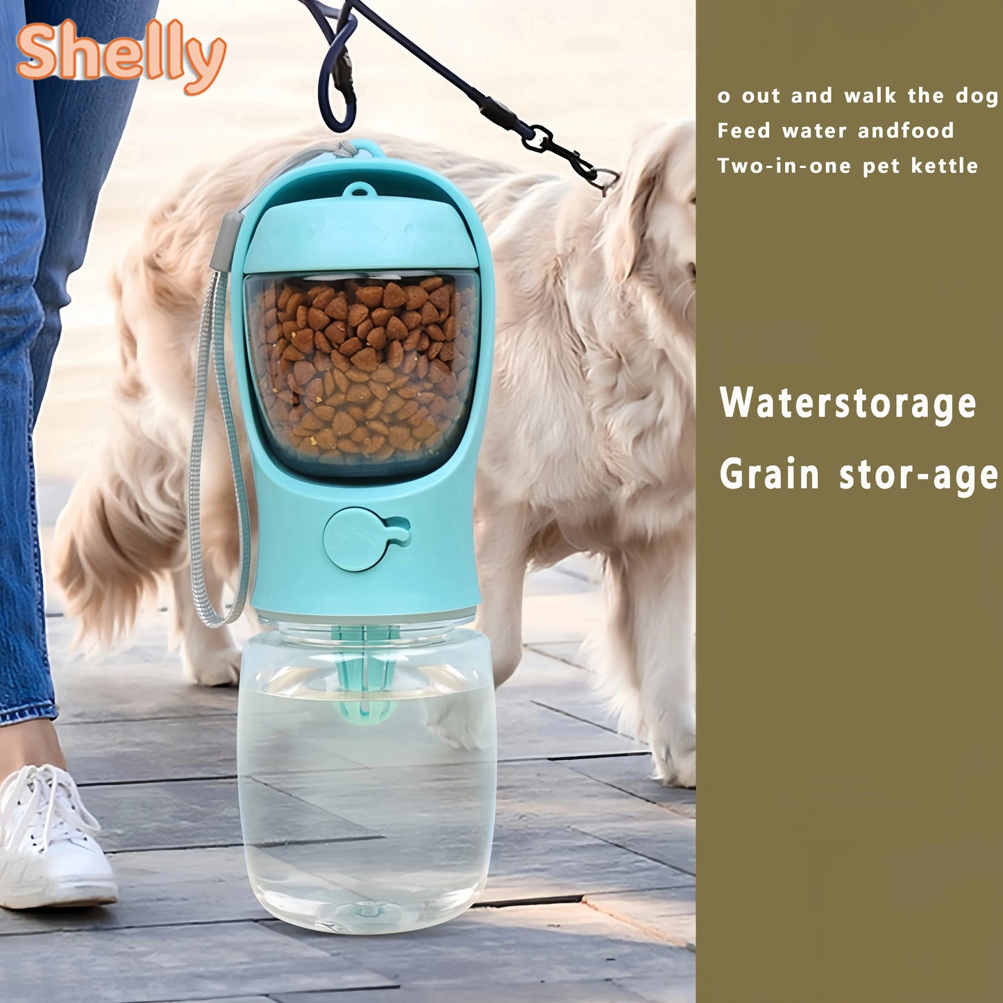 Portable Dog & Cat Water Bottle with Food Storage