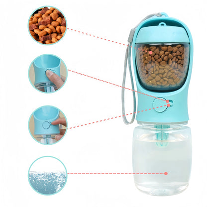 Portable Dog & Cat Water Bottle with Food Storage